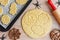 Preparation of festive cookies for baking in the oven