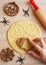 Preparation of festive cookies for baking in the oven