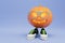 preparation for Halloween. glamorous pumpkin in glasses and snickers on a blue background. 3D render