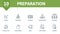 Preparation icon set. Contains editable icons planing theme such as diagram, colleague, discussion and more.