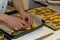 Preparation of Italian Deep-fried Pizza Roll with Mints Leaf