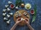 Preparation of mushrooms. Vegetables on the table for cooking.