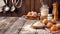 Preparation Perfection: All Set for Baking Delights on a Wooden Table