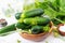 Preparation pickled marinated cucumbers