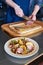 Preparation of salads of meat, potatoes and lattuce