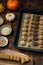 Preparation traditional catalan marzipan sweets panellets, all saint day