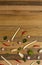 Preparation vegetables and herb on wooden table