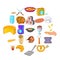 Prepare food icons set, cartoon style