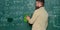 Prepare for lesson. Teacher bearded man cleaning chalkboard background. Teacher wiping chalkboard. School principal
