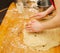 Prepare meal food. modelling dough in a table