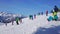 Prepare for snowboarding on Zwieselalm mount, Salzkammergut, Austria