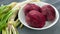 Prepared cleaned raw beetroot and horseredish for borsch beet so