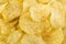 Prepared potato chips snack closeup view