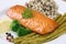 Prepared salmon fish on a plate