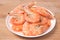 Prepared shrimps on plate