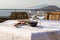 Prepared for supper table on the terrace overlooking the Bay of Naples and Vesuvius. Sorrento