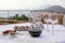 Prepared for supper table on the terrace overlooking the Bay of Naples and Vesuvius. Sorrento.