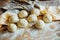 Preparing buns bread. Rustic style. Ingredients for homemade br