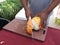 Preparing coconut juice.