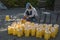 Preparing colorful paper lanterns for the Hakata Tomyo Watching festival at the Shofukuji