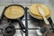 Preparing delicious pancakes on a home kitchen. Delicious delicacies served for dinner at home