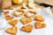 Preparing a food for Valentine`s Day abstract love concept witch french fries chips heart shape