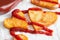 Preparing a food for Valentine`s Day abstract love concept witch french fries chips heart shape