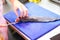 Preparing a fresh fish by gutting and filleting, chef filleting fish at the kitchen