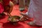 Preparing for Ngidak tagan or Nincak ndog, the ritual of stepping on raw chicken eggs by the groom at a traditional Javanese weddi