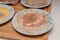 Preparing a pork chop in a home kitchen. Ingredients for a tasty