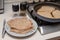 Preparing a pork chop in a home kitchen. Ingredients for a tasty