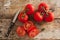 Preparing sliced ripe red tomatoes