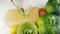 Preparing vegetable salad.Cut with a large knife and green pepper.