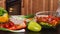 Preparing vegetables salad - stop motion with moving camera