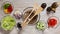 Preparing vegetables salad - stop motion top view