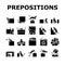 preposition english language icons set vector