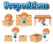 Preposition wordcard with girl and boxes