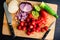 Prepping Fruit and Vegetables on a Bamboo Cutting Board