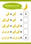 Preschool addition mathematics learn worksheet activity template with cute banana illustration for child kids