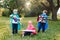 Preschool Caucasian children playing superheroes