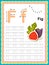 Preschool Colorful letter F Uppercase and Lowercase Tracing alphabets start with Vegetables and fruits daily writing practice