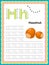 Preschool Colorful letter H Uppercase and Lowercase Tracing alphabets start with Vegetables and fruits daily writing practice