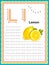 Preschool Colorful letter L Uppercase and Lowercase Tracing alphabets start with Vegetables and fruits daily writing practice