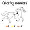 Preschool counting activities. Coloring page with colorful illustration. Color by numbers, printable worksheet. Educational game f