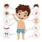 Preschool educational banner with young boy anatomy