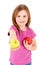 Preschool girl holding an apple