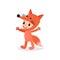 Preschool kid dressed in fox costume. Boy or girl character having fun at children s party. Child wearing colorful