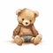 preschool prop of soft cuddly teddy bear wearing clothes on white background generative AI