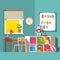 Preschool or school student kid room interior