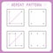 Preschool worksheet for practicing motor skills. Repeat pattern. Kindergarten educational game for kids. Working pages for